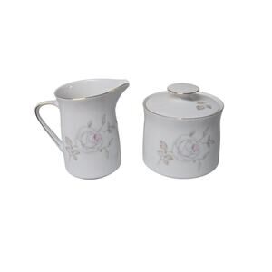Johann Haviland Porcelain Creamer & Sugar Set Floral Gold Trim Vintage 1960